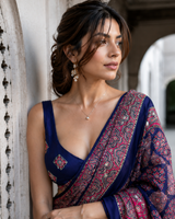 "Chitralekha" Navy Blue Mirror Work Saree