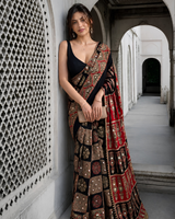 "Dastoor" Black Mirror Work Saree