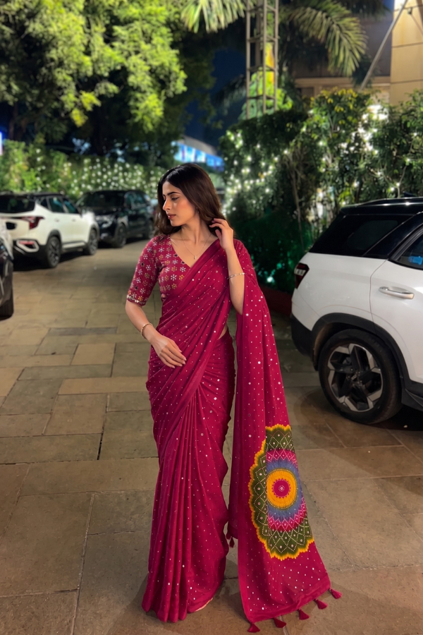 "Gulrukh" Ajrakh Silk Saree