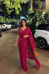 "Gulrukh" Ajrakh Silk Saree