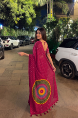 "Gulrukh" Ajrakh Silk Saree