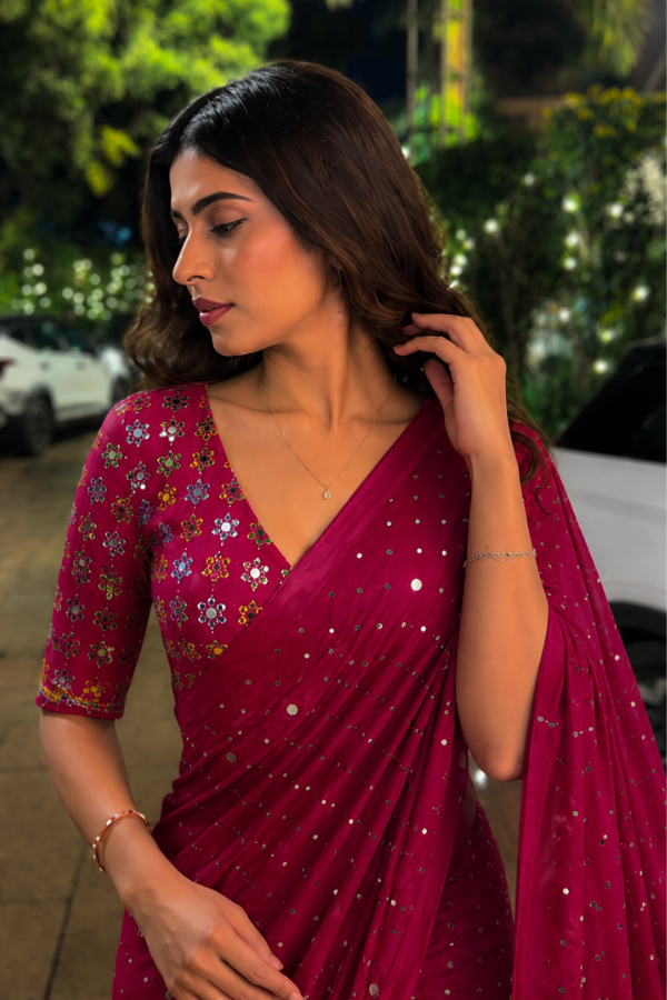 "Gulrukh" Ajrakh Silk Saree