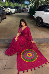 "Gulrukh" Ajrakh Silk Saree