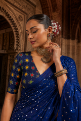 "Neelanjali" Ajrakh Silk Saree