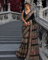 "Begum" Black Heritage Ajrakh Saree