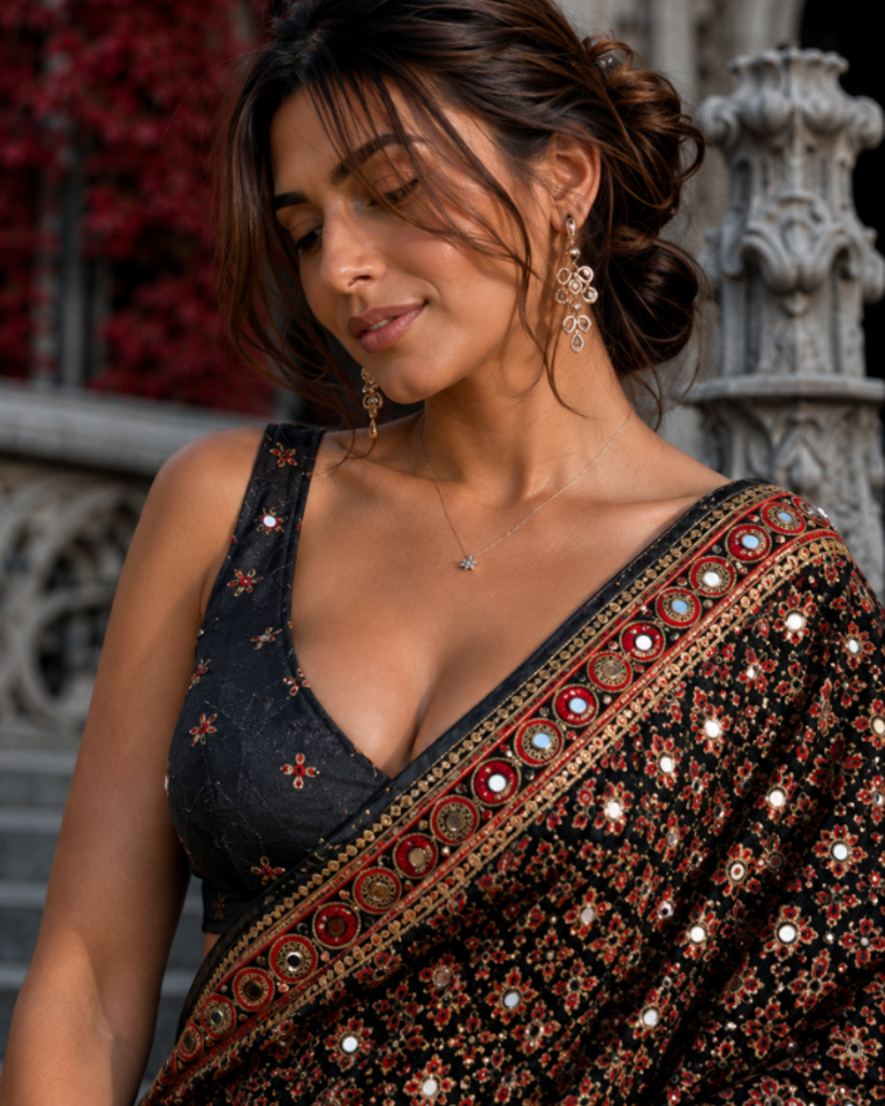 "Adaa" Black Ajrakh Saree