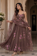 "Gulrez" Mauve Floral Anarkali Set