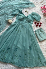 "Neelanjali" Floral Anarkali Set with Dupatta