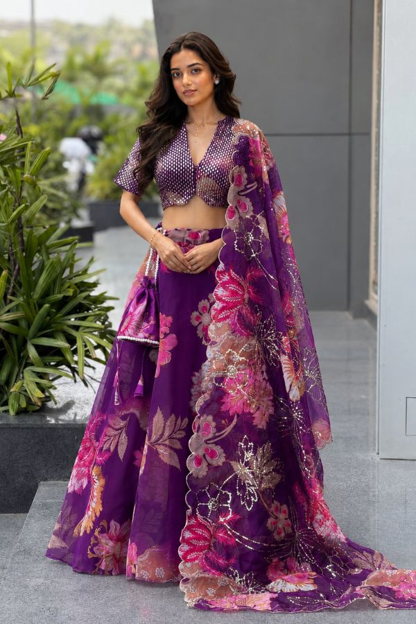 "Rangrekha" Purple Floral Lehnga