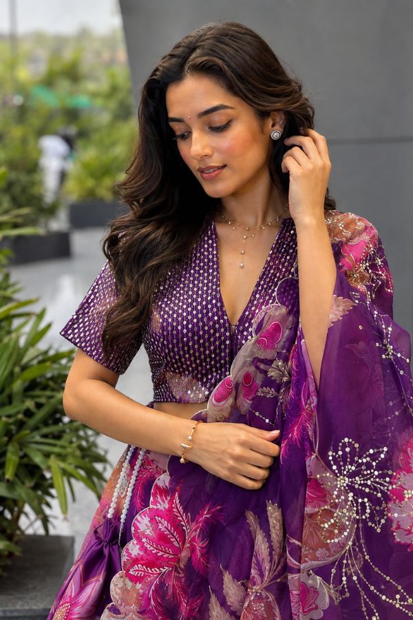 "Rangrekha" Purple Floral Lehnga