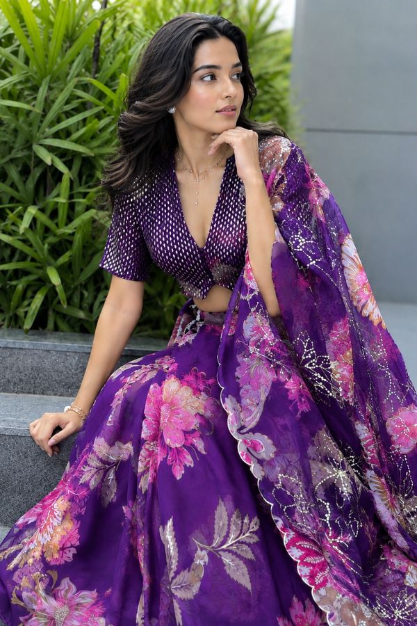 "Rangrekha" Purple Floral Lehnga