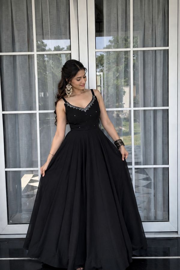 "Kajal" Black Flared Anarkali