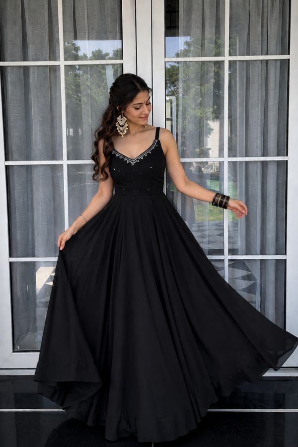 "Kajal" Black Flared Anarkali