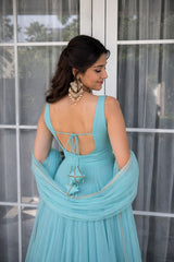 "Neelam" Aqua Blue Anarkali Set