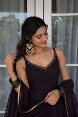 "Shyama" Wine Anarkali Set