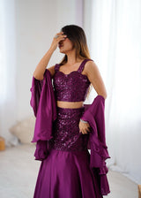 "Rupmati" Wine Sequin Lehenga Set
