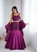 "Rupmati" Wine Sequin Lehenga Set
