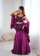 "Rupmati" Wine Sequin Lehenga Set