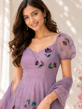 "Madhavi" Lavender Floral Anarkali Set