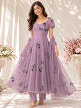 "Madhavi" Lavender Floral Anarkali Set