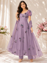 "Madhavi" Lavender Floral Anarkali Set