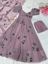 "Madhavi" Lavender Floral Anarkali Set