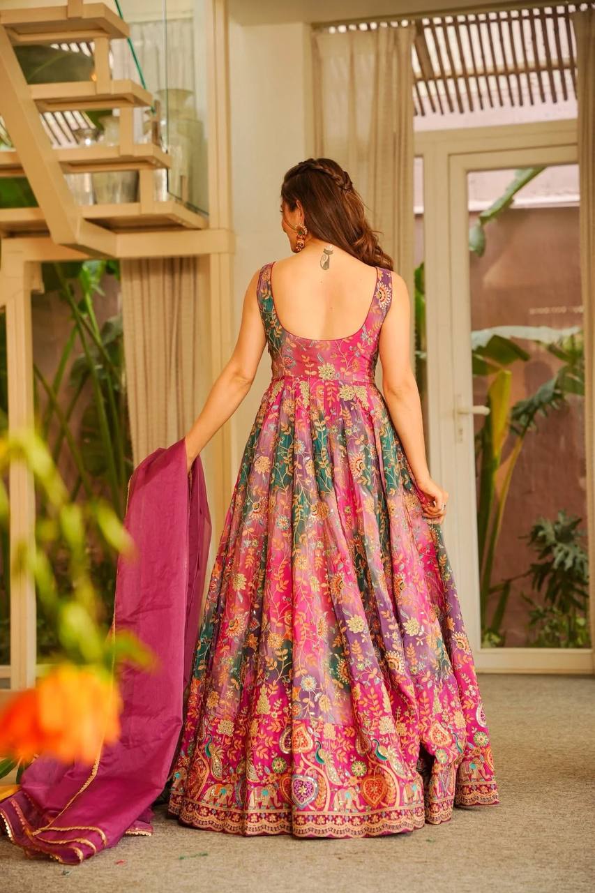 "Rangbahar" Multicolor Floral Anarkali Set