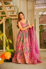 "Rangbahar" Multicolor Floral Anarkali Set