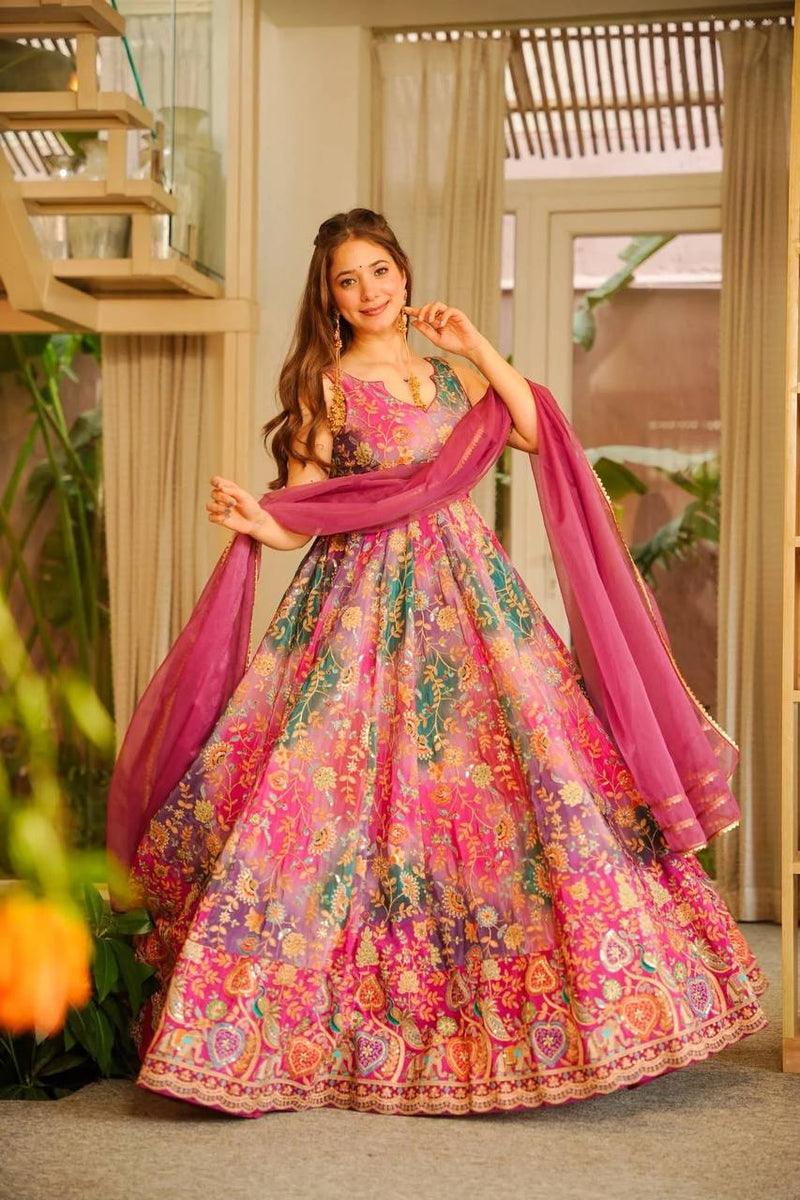 "Rangbahar" Multicolor Floral Anarkali Set