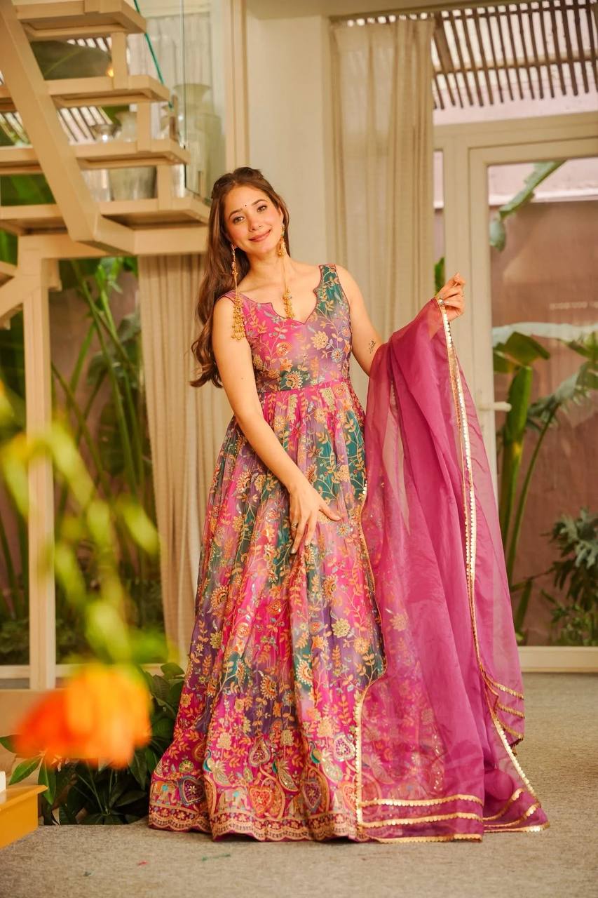 "Rangbahar" Multicolor Floral Anarkali Set