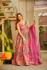 "Rangbahar" Multicolor Floral Anarkali Set