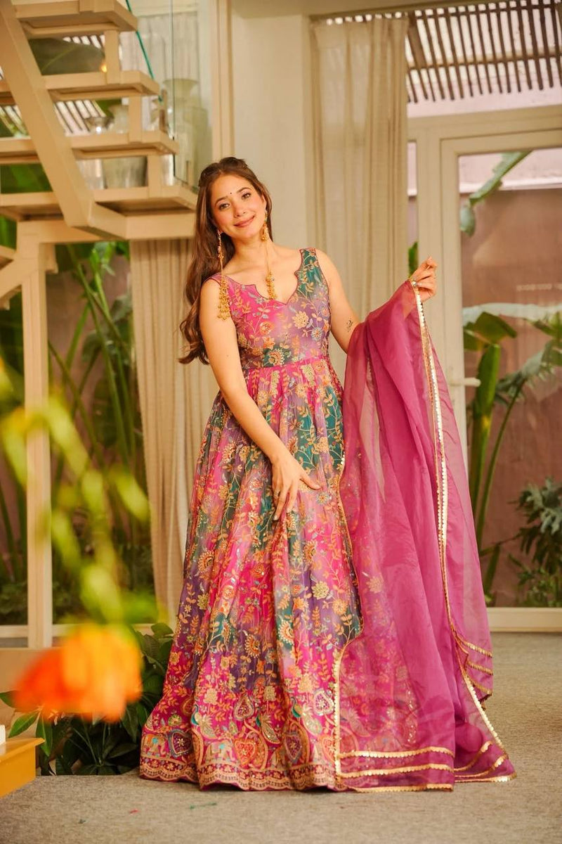 "Rangbahar" Multicolor Floral Anarkali Set