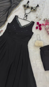 "Kajal" Black Flared Anarkali