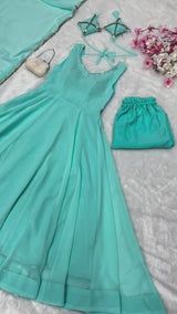 "Neelam" Aqua Blue Anarkali Set