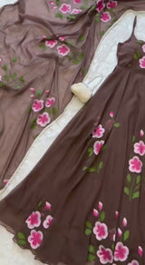 "Gulrez" Mauve Floral Anarkali Set