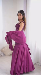 "Rupmati" Wine Sequin Lehenga Set